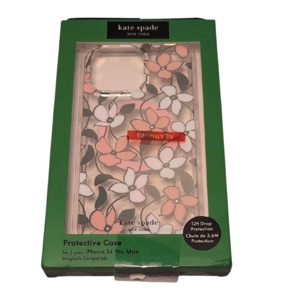 Kate Spade Floral Protective Case for iPhone 14 Pro Max - Pink and White